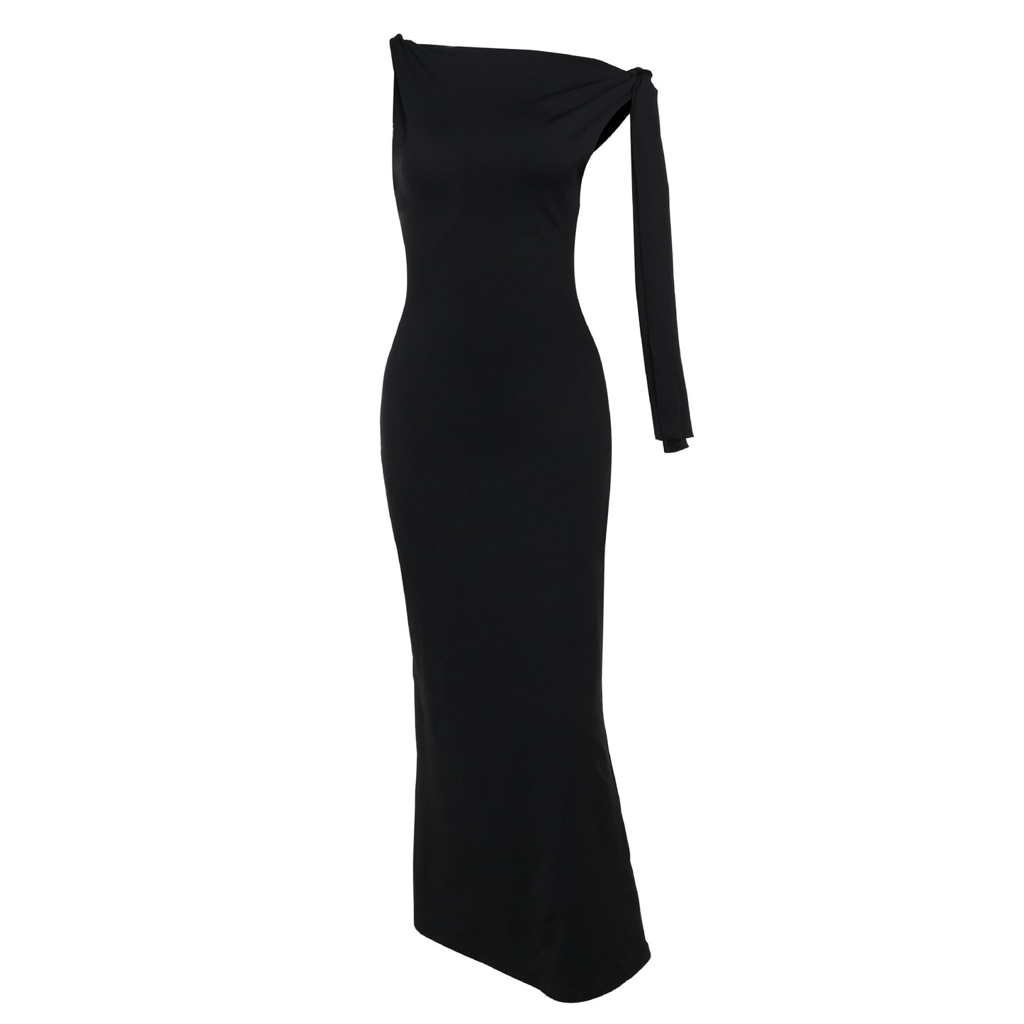 One-Shoulder Ribbon Long Dress Ins Fashion Slim Sleeveless Dresses for Evening Party Club Clothing Women