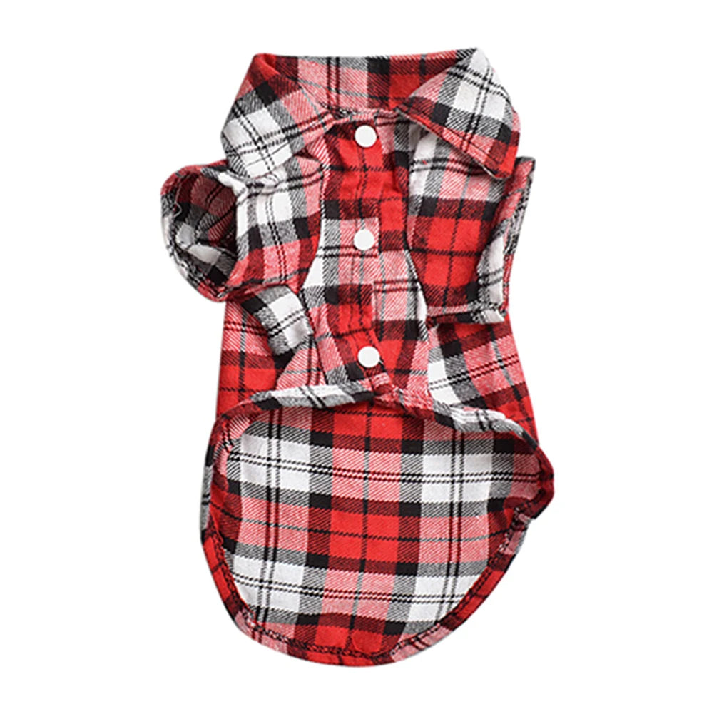 Small Dog/Cat Clothes Plaid Shirt Lapel Coat Jacket Clothes Tops Dog Accessories Clothes for Small Dogs Dog Shirts British Style