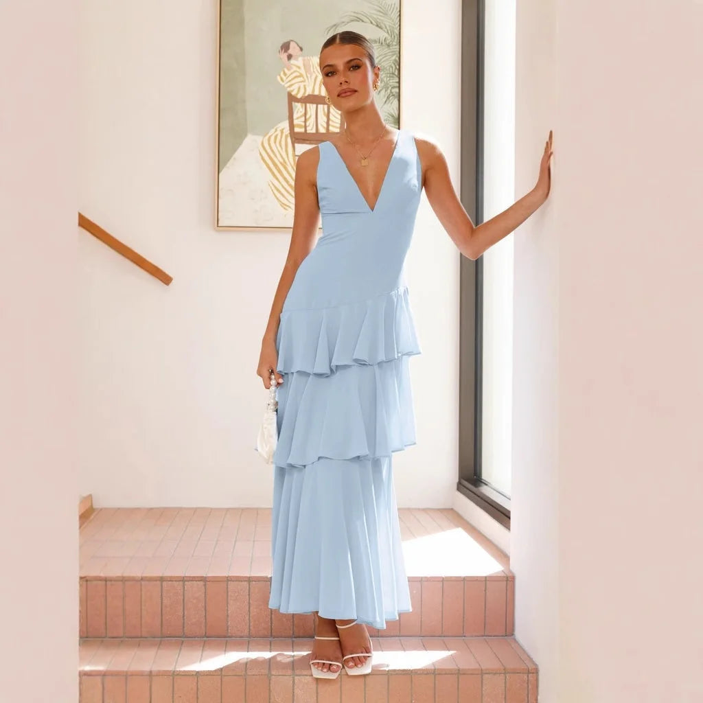 Custom Dresses Women Lady Elegant Ladies Designer Summer Dress for Women Clothing Manufacturers V Neck Women'S Casual Dresses