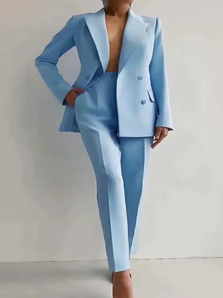 Fashion Women Casual Business Suit Set Blazer and Pants for Work and Formal Wear