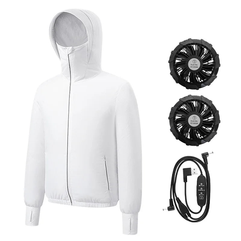 Summer Couple Style Air Conditioning Clothing Ice Jacket with Fan Travel Sunscreen Skin Clothes Breathable Outdoor Work Clothes