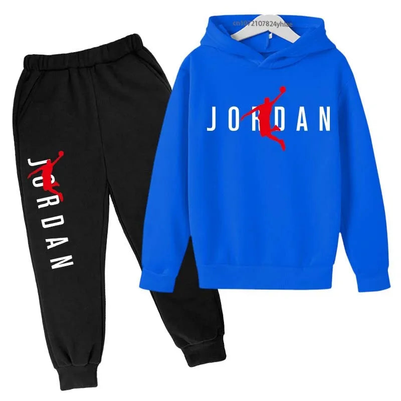 Kids Leisure Letter Print 2Pcs Hoodie+Pants Tracksuits 3-13 Years Boys Girls Spring Autumn Outfits Streetwears Children Clothes