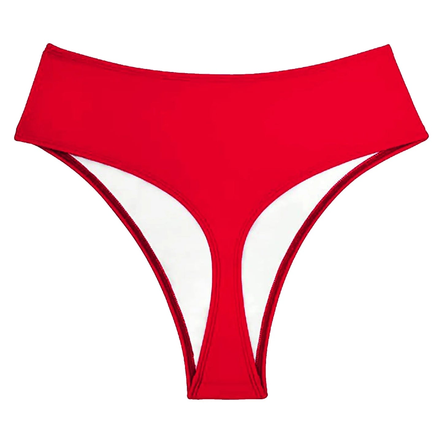 Women High Waist Bikini Bottom Tanga Solid Color Seamless Underwear Beach Wear Swimming Trunks Female Pleated Swim Shorts