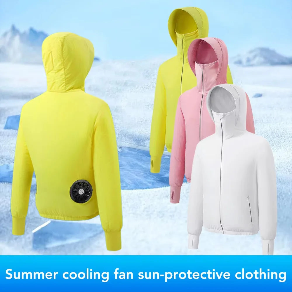 Summer Couple Style Air Conditioning Clothing Ice Jacket with Fan Travel Sunscreen Skin Clothes Breathable Outdoor Work Clothes