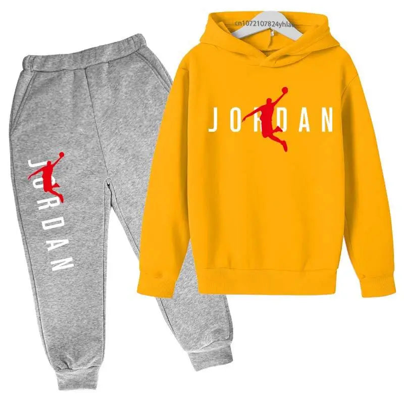 Kids Leisure Letter Print 2Pcs Hoodie+Pants Tracksuits 3-13 Years Boys Girls Spring Autumn Outfits Streetwears Children Clothes