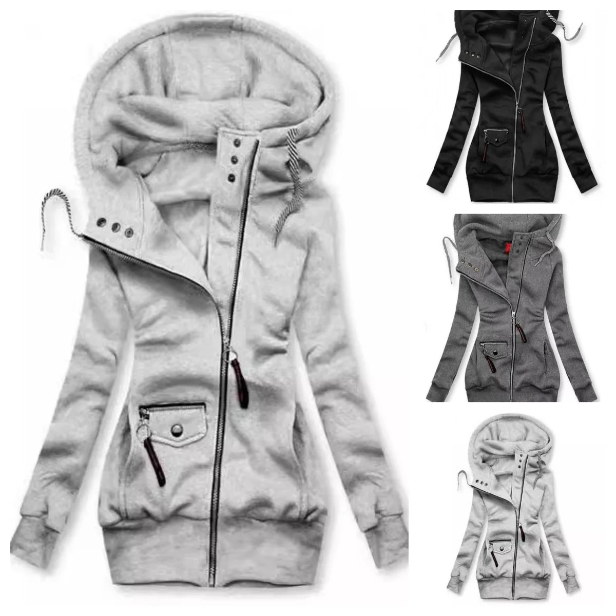 Women Oversize Hoodies Sweatshirts Pullovers Hoodie Female Patchwork Sweatshirt Autumn Warm Hoody Zipper up Tops