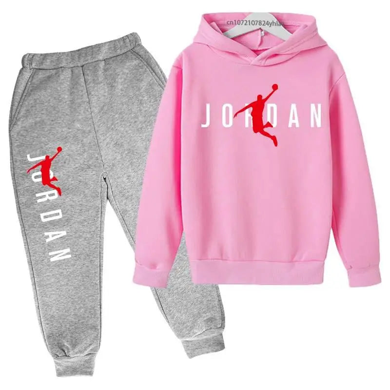 Kids Leisure Letter Print 2Pcs Hoodie+Pants Tracksuits 3-13 Years Boys Girls Spring Autumn Outfits Streetwears Children Clothes