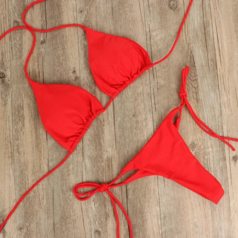 Summer Swimsuit Women Sexy Bikini Set Push-Up Padded Bra Thong Two Pieces Swimwear Beachwear Bathing Suit Female Sexy Swimsuits