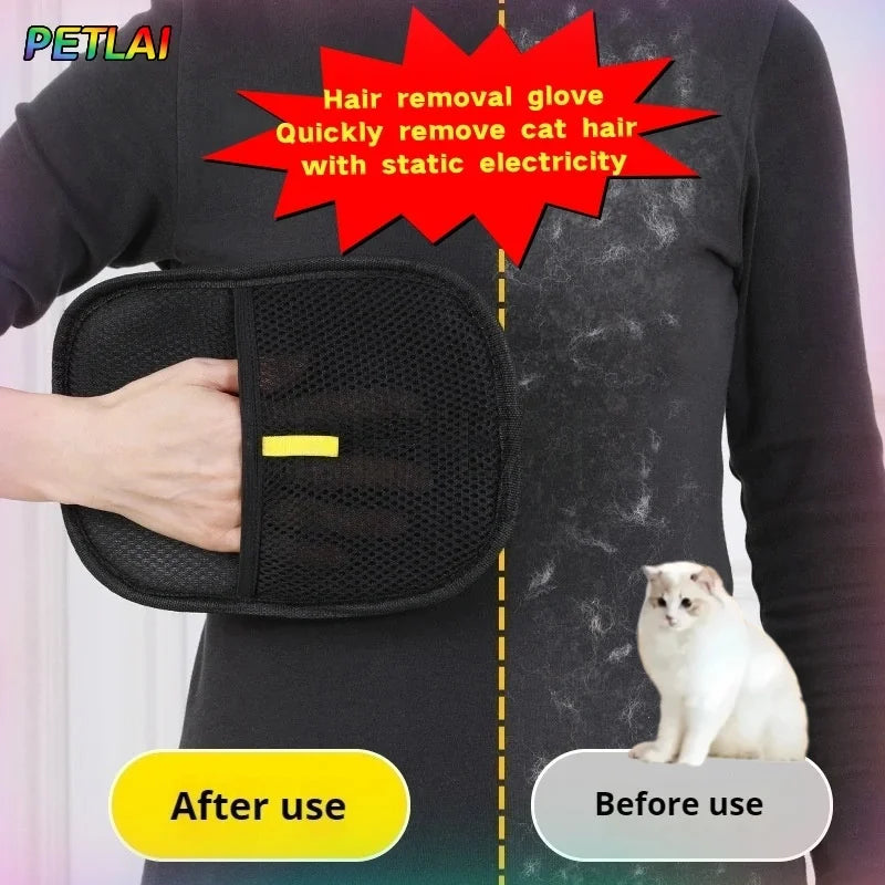 Pet Hair Glove Removal Cat Grooming Reusable Electrostatic Dedusting Brush Dog Hair Remover for Couch Carpet Clothes Washable