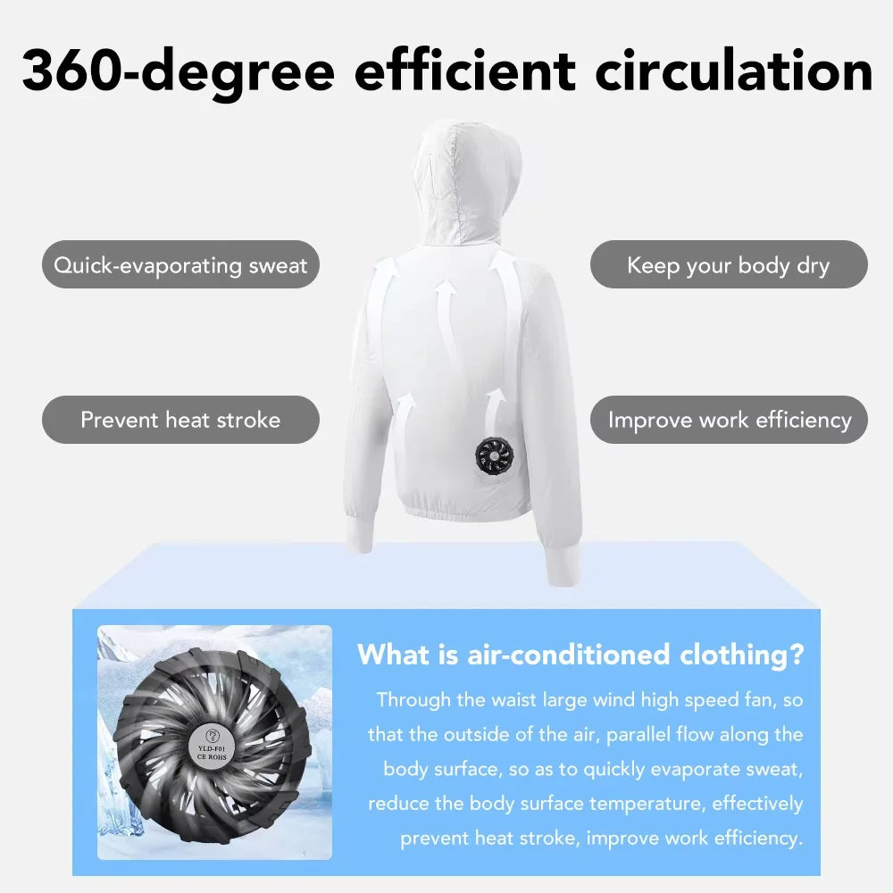 Summer Couple Style Air Conditioning Clothing Ice Jacket with Fan Travel Sunscreen Skin Clothes Breathable Outdoor Work Clothes