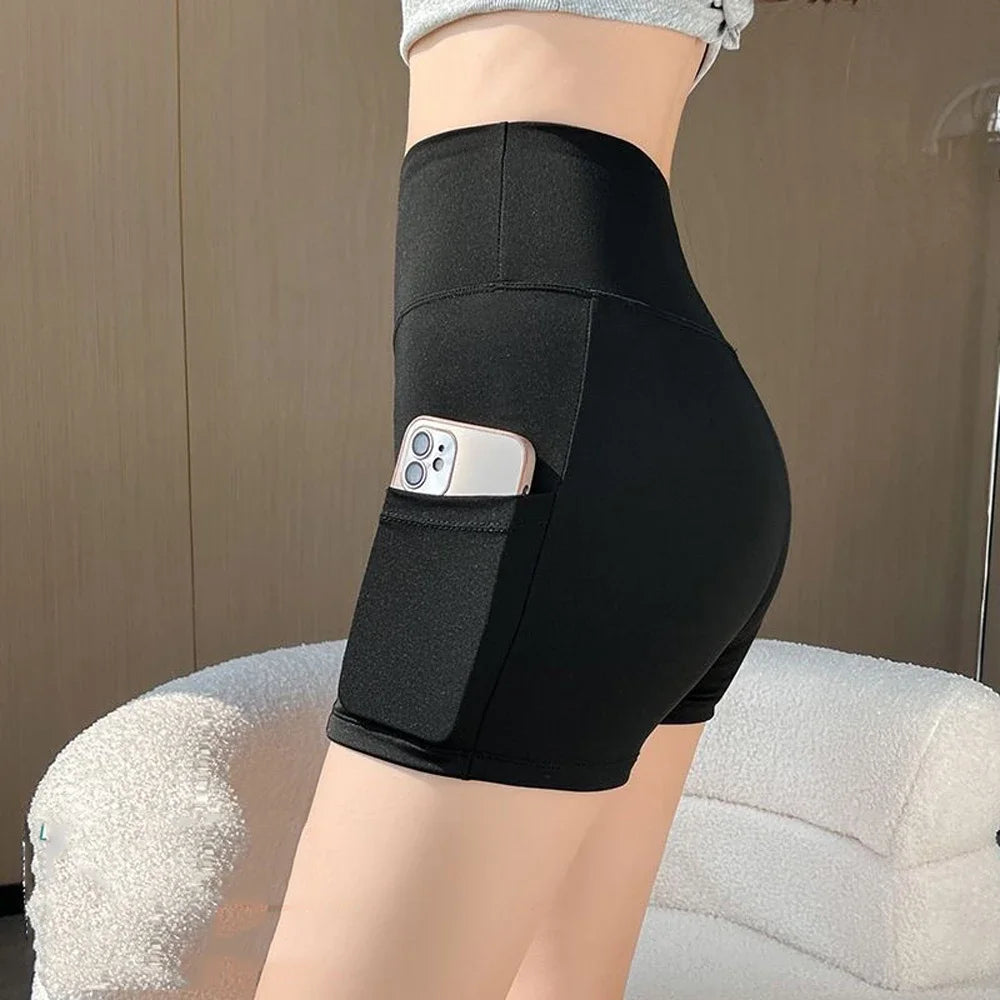 Yoga Shorts Leggings Women Cycling Half Shorts with Pocket High Waist Sports Biker Shorts Women Gym Hip Lift Fitness Pants