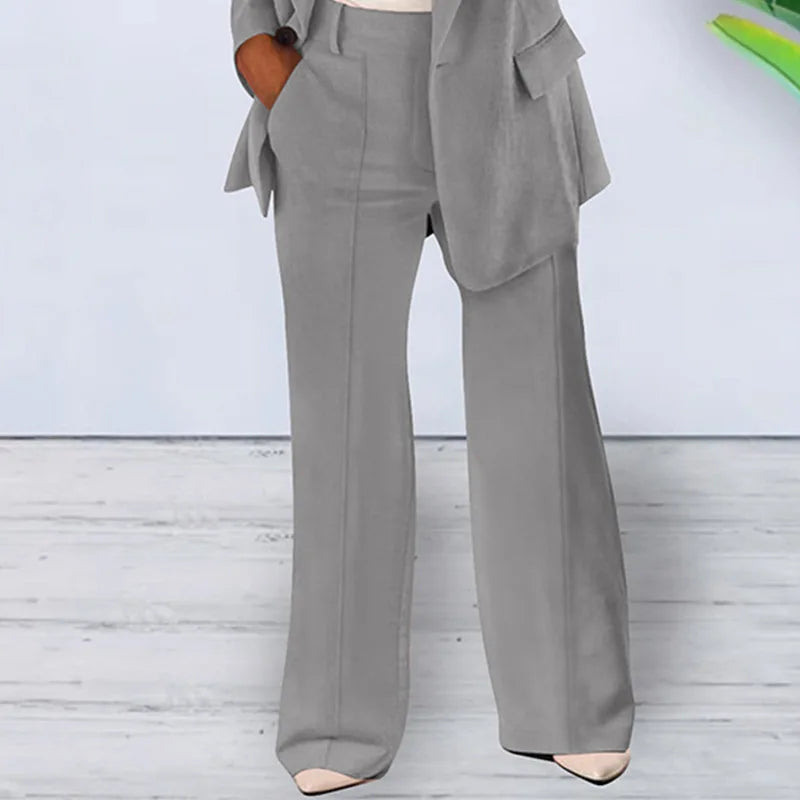 Fashion Women Solid Color 2 Piece Blazer Set Long Sleeve Casual Pocket Suit for Office Lady Can Also Be Purchased Separately