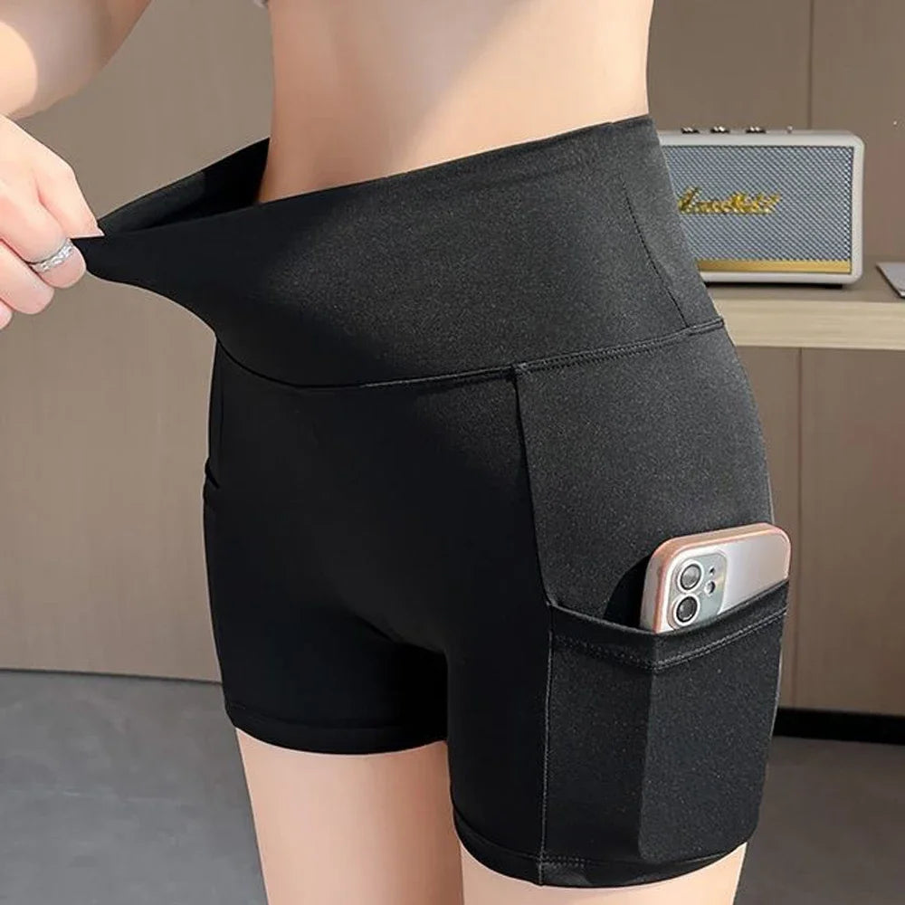 Yoga Shorts Leggings Women Cycling Half Shorts with Pocket High Waist Sports Biker Shorts Women Gym Hip Lift Fitness Pants