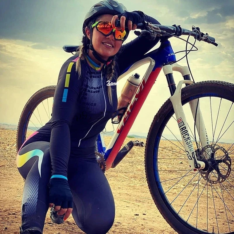 Cycling Wear Spring Autumn Women'S Long Sleeve Pants Triathlon Suit Lycra One Piece 20D Gel