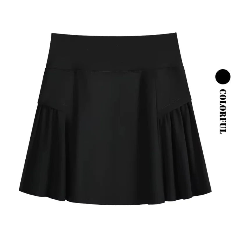 Women Tennis Skirt Set Summer Slim Fit Lightweight Gym Outfit 2 Piece Sport Top Skort Suit 2Pcs Tracksuit Ladies Golf Wear