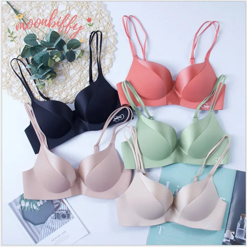 Seamless Sexy Lingerie Deep V 3/4 Cup Push up Women Bra Comfortable Breathable Underwear Wireless Female Bralette Intimates