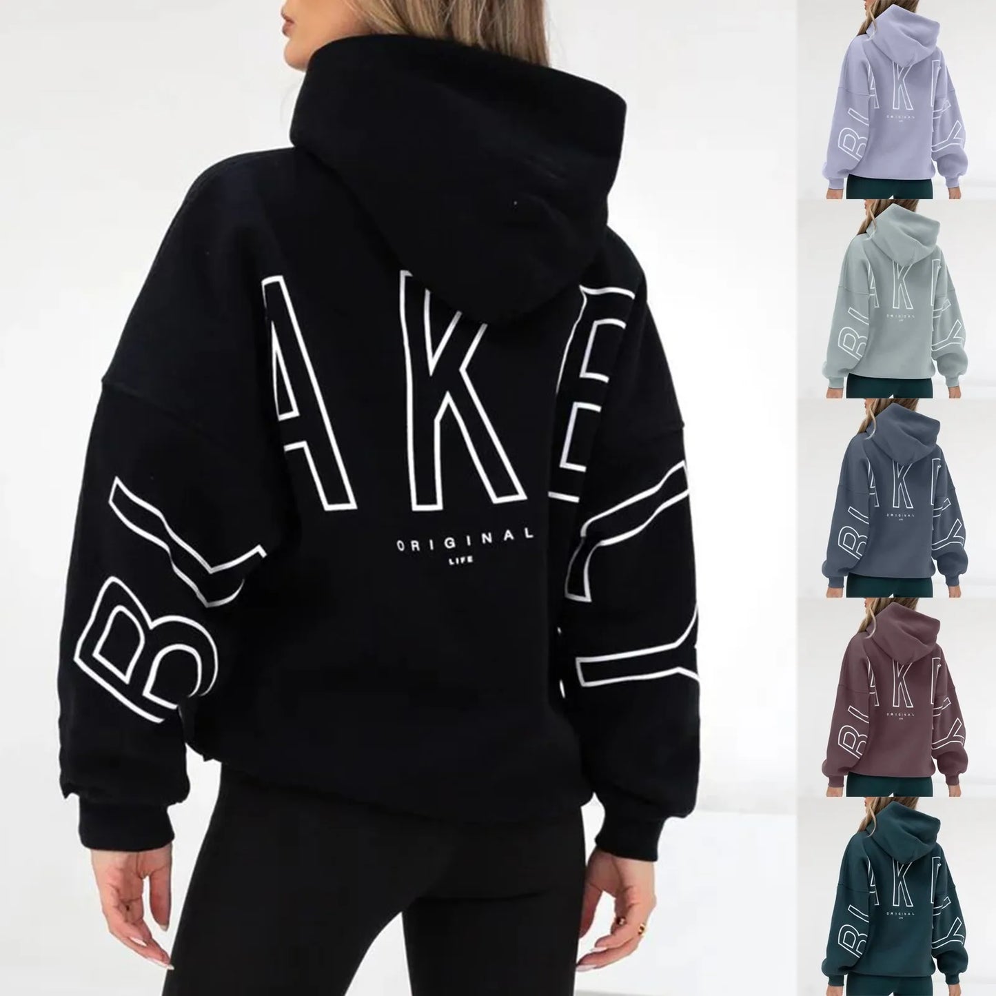 Classic Solid Color Simple Lazy Style Basic Hoodies for Men and Women Letter Printed Soft Sports Pullover Sweatshirt