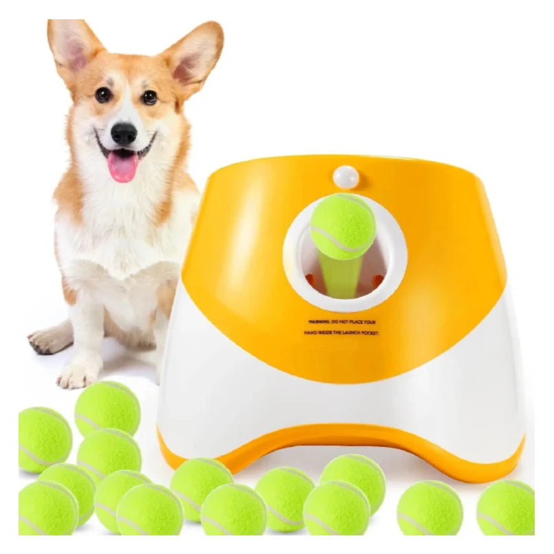 Dog Tennis Launcher Automatic Pet Dogs Chase Toy Mini Tennis Throwing Pinball Machine Fun Interactive Throw Rechargable Catapult