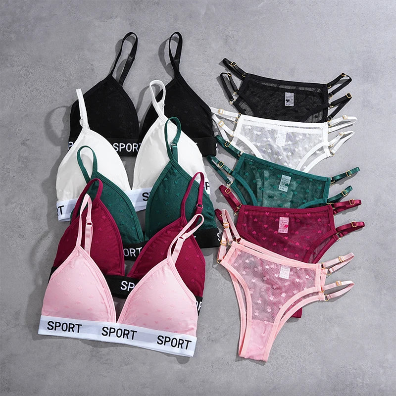 2Pcs/Set New Sexy Lace Lingerie Set Women'S Underwear Transparent Bra Party Sets Lace Lingerie Bra Set Underwear Set S-L