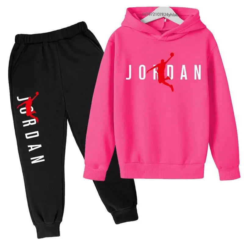 Kids Leisure Letter Print 2Pcs Hoodie+Pants Tracksuits 3-13 Years Boys Girls Spring Autumn Outfits Streetwears Children Clothes