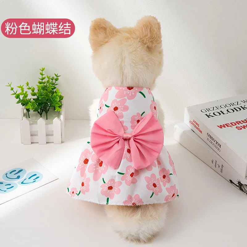 Summer Spring Dog Princess Dress Pet Skirt Cute Dog Dress Bow Lace for Small Medium Puppy Poodle Chihuahua Clothes