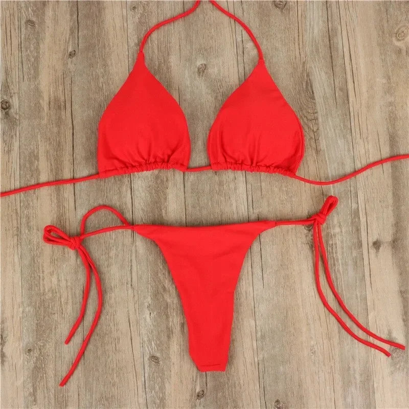 Summer Swimsuit Women Sexy Bikini Set Push-Up Padded Bra Thong Two Pieces Swimwear Beachwear Bathing Suit Female Sexy Swimsuits