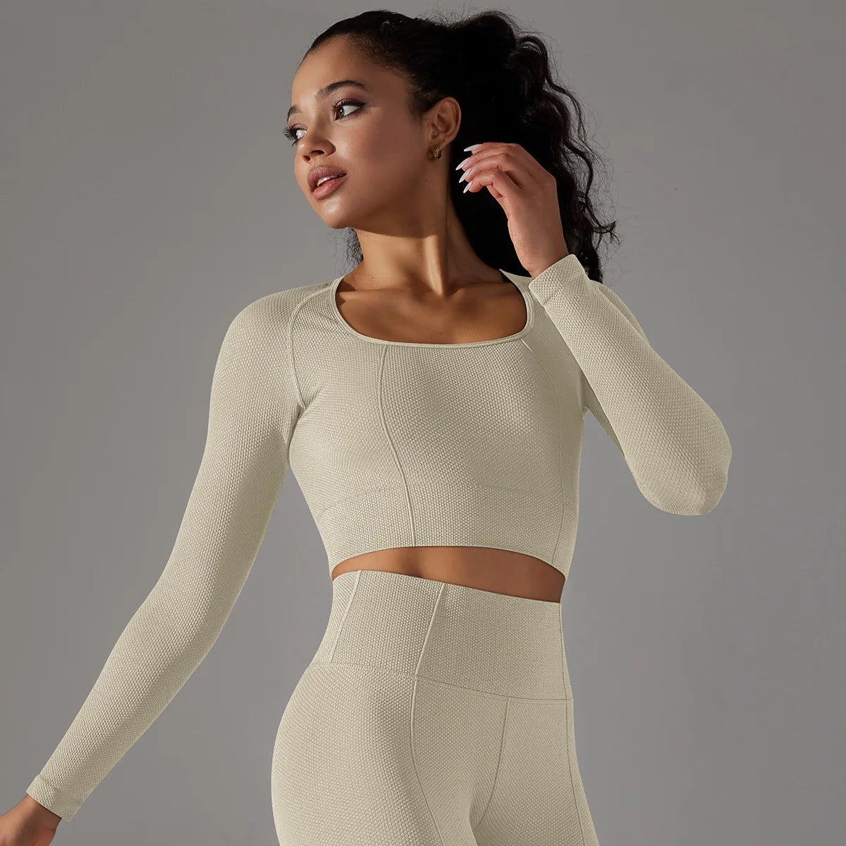 Yoga Crop Top Gym Sports T Shirt Women Long Sleeved Quick Dry Skinny High Elastic Pilates Workout Clothes Running Fitness Blouse
