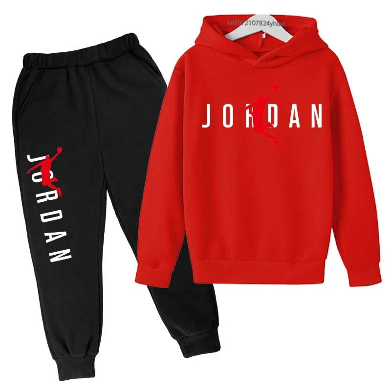 Kids Leisure Letter Print 2Pcs Hoodie+Pants Tracksuits 3-13 Years Boys Girls Spring Autumn Outfits Streetwears Children Clothes