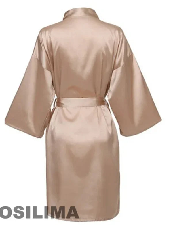 Wedding Party Team Bride Robe with Black Letters Kimono Satin Pajamas Bridesmaid Bathrobe SP2000