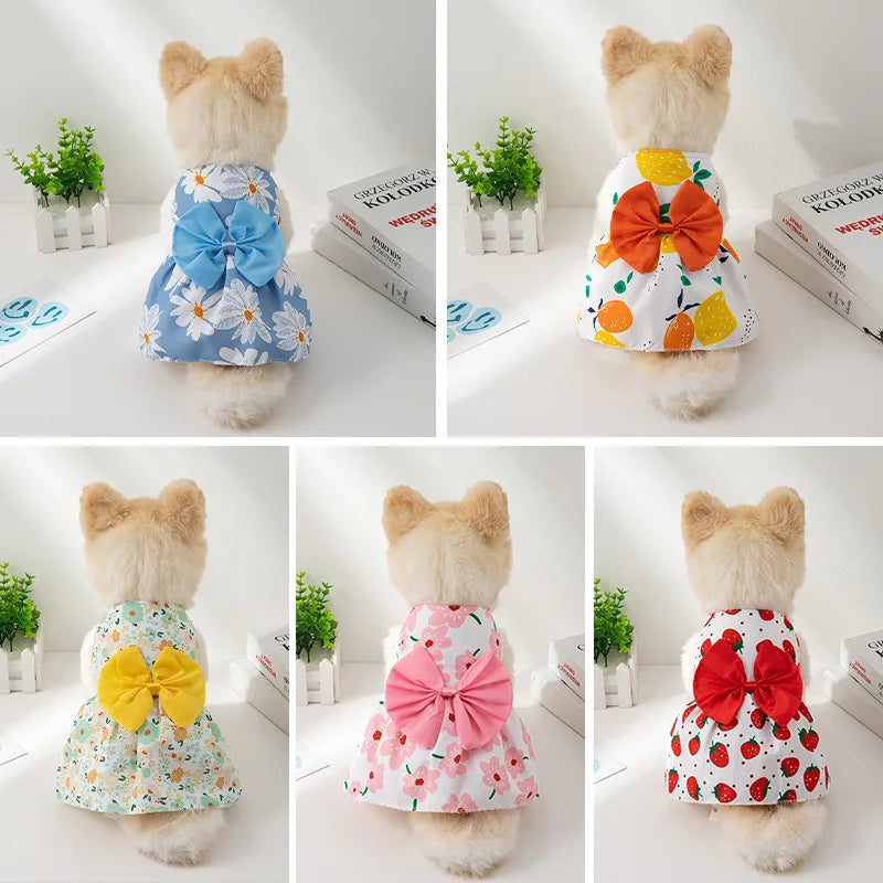 Summer Spring Dog Princess Dress Pet Skirt Cute Dog Dress Bow Lace for Small Medium Puppy Poodle Chihuahua Clothes