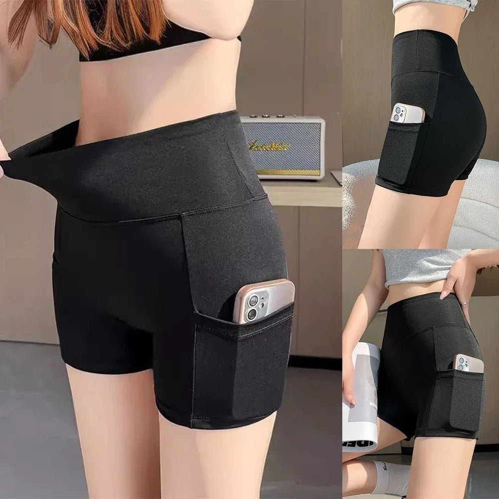 Yoga Shorts Leggings Women Cycling Half Shorts with Pocket High Waist Sports Biker Shorts Women Gym Hip Lift Fitness Pants