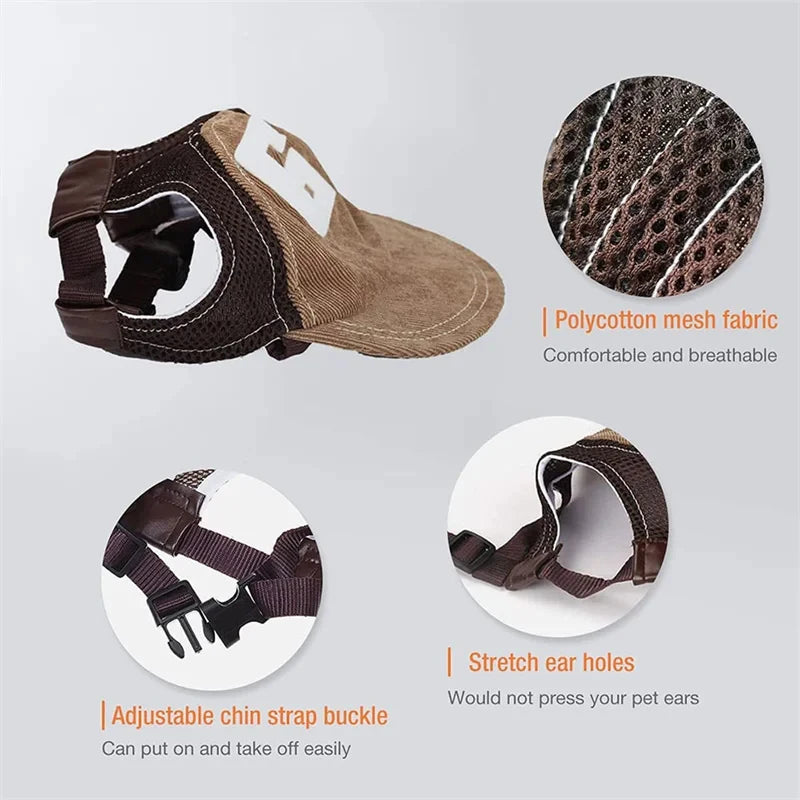 New Pet Sun Visor Hat Fashionable Dogs with Anti-Lost Strap Anti-Snatch Sun Hat for Small Medium Large Dogs/Cat Pet Sun Hat