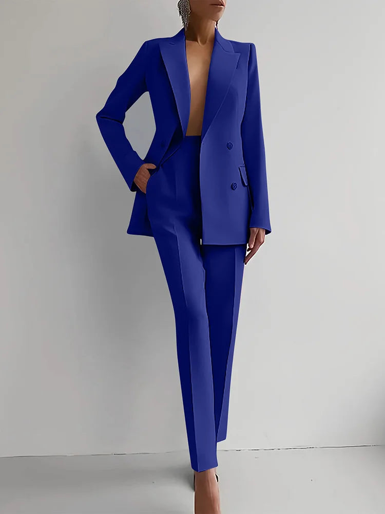 Fashion Women Casual Business Suit Set Blazer and Pants for Work and Formal Wear
