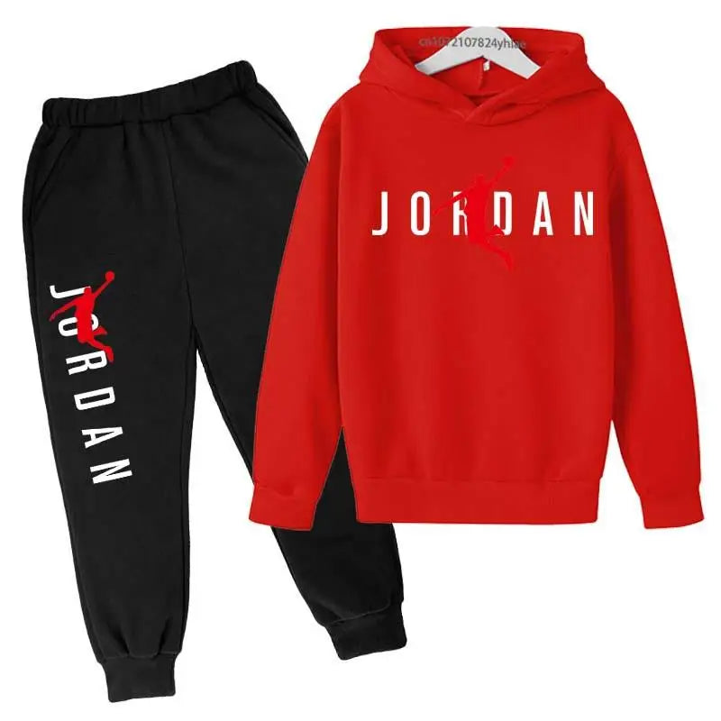 Kids Leisure Letter Print 2Pcs Hoodie+Pants Tracksuits 3-13 Years Boys Girls Spring Autumn Outfits Streetwears Children Clothes