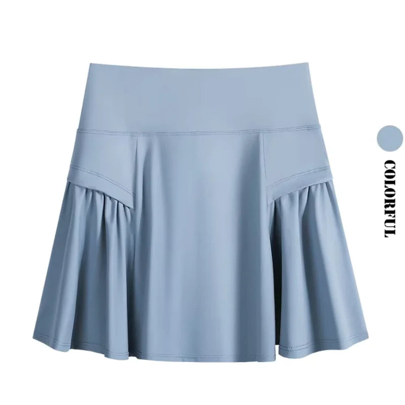 Women Tennis Skirt Set Summer Slim Fit Lightweight Gym Outfit 2 Piece Sport Top Skort Suit 2Pcs Tracksuit Ladies Golf Wear