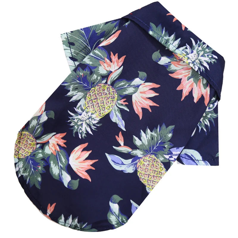 Spring and Summer Small and Medium Dogs Beach Pineapple Shirt Hawaiian Pet Dogs Cats Pets Basketball Clothes Sunshade Hat