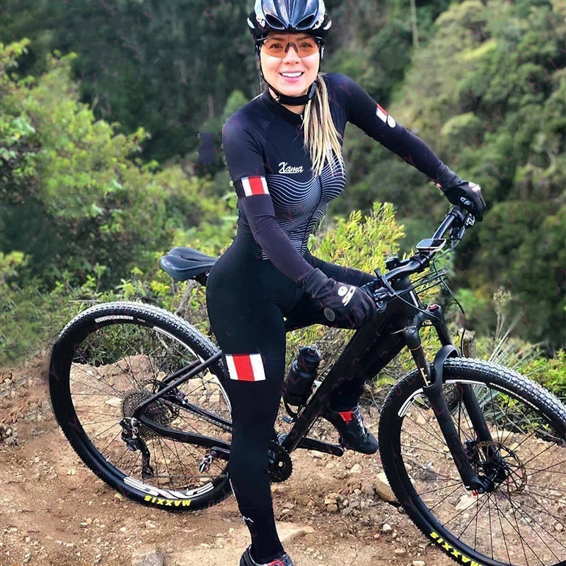 Cycling Wear Spring Autumn Women'S Long Sleeve Pants Triathlon Suit Lycra One Piece 20D Gel