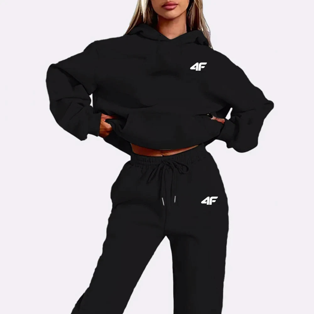 Number Letter Printed Women Hoodie Set Street Hip Hop Clothing Casual Female 2Pcs Clothing Plush Sweatshirt Perfect for Outdoor