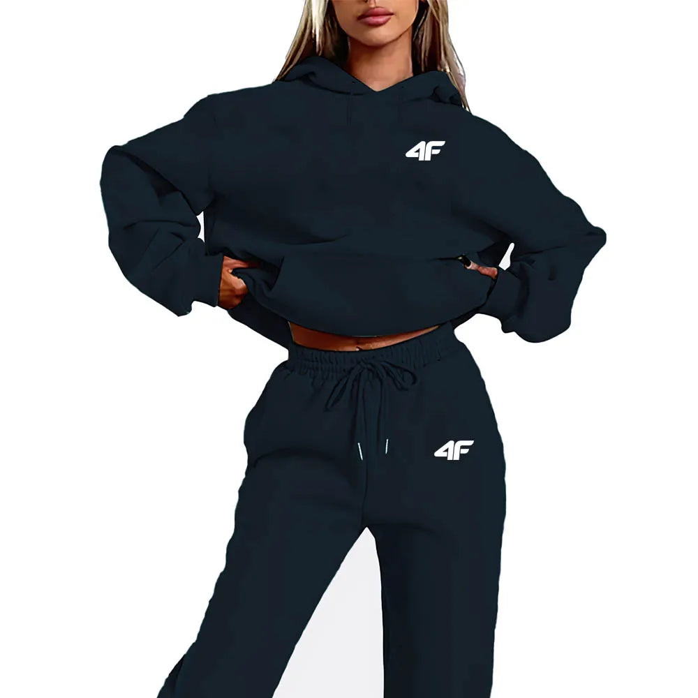 Number Letter Printed Women Hoodie Set Street Hip Hop Clothing Casual Female 2Pcs Clothing Plush Sweatshirt Perfect for Outdoor