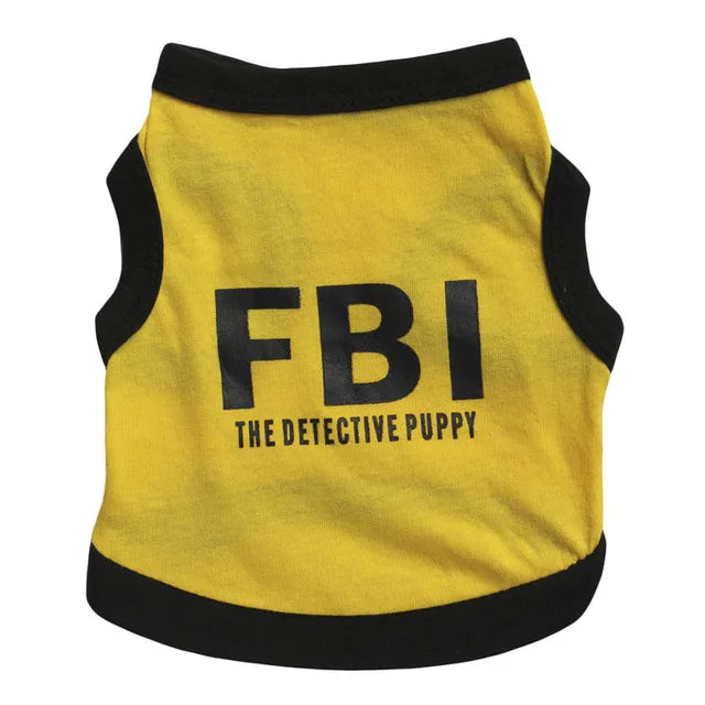 Summer Cotton Breathable Pet Dog Clothes FBI Camouflage Letter Print Small Dogs Vest T Shirt XS-L Puppy Police Vests Clothing