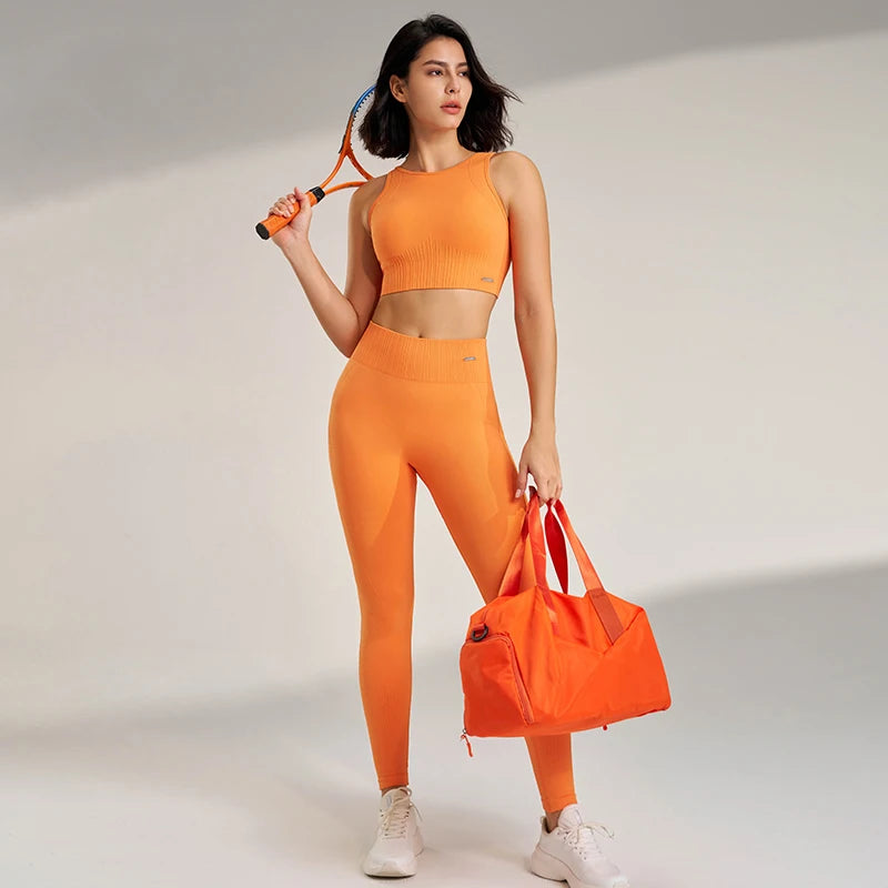Yoga Clothing Set Women'S High Waisted Leggings and Top Two Piece Seamless Fitness Exercise Clothing Fitness Underwear plus Size