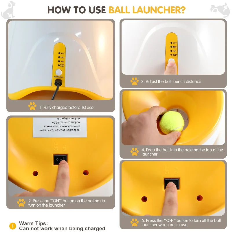 Dog Tennis Launcher Automatic Pet Dogs Chase Toy Mini Tennis Throwing Pinball Machine Fun Interactive Throw Rechargable Catapult