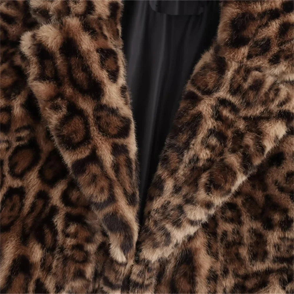 Women'S Coat Jacket Long Sleeved Lapel Animal Print with Pockets Autumn New Coat Jacket