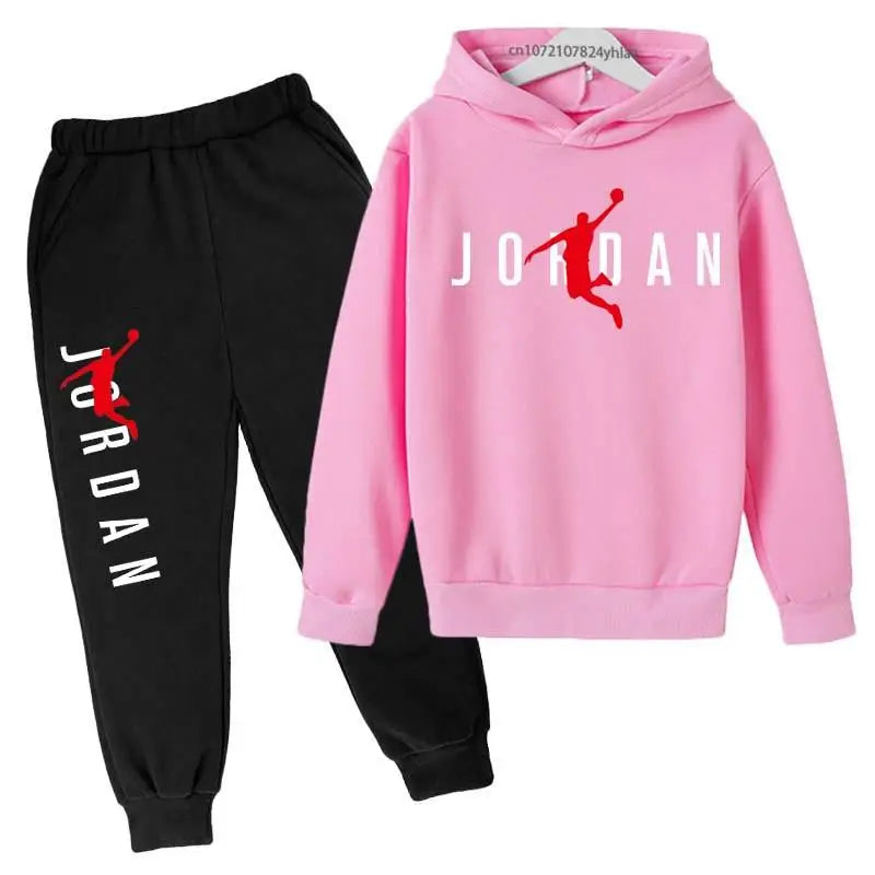 Kids Leisure Letter Print 2Pcs Hoodie+Pants Tracksuits 3-13 Years Boys Girls Spring Autumn Outfits Streetwears Children Clothes
