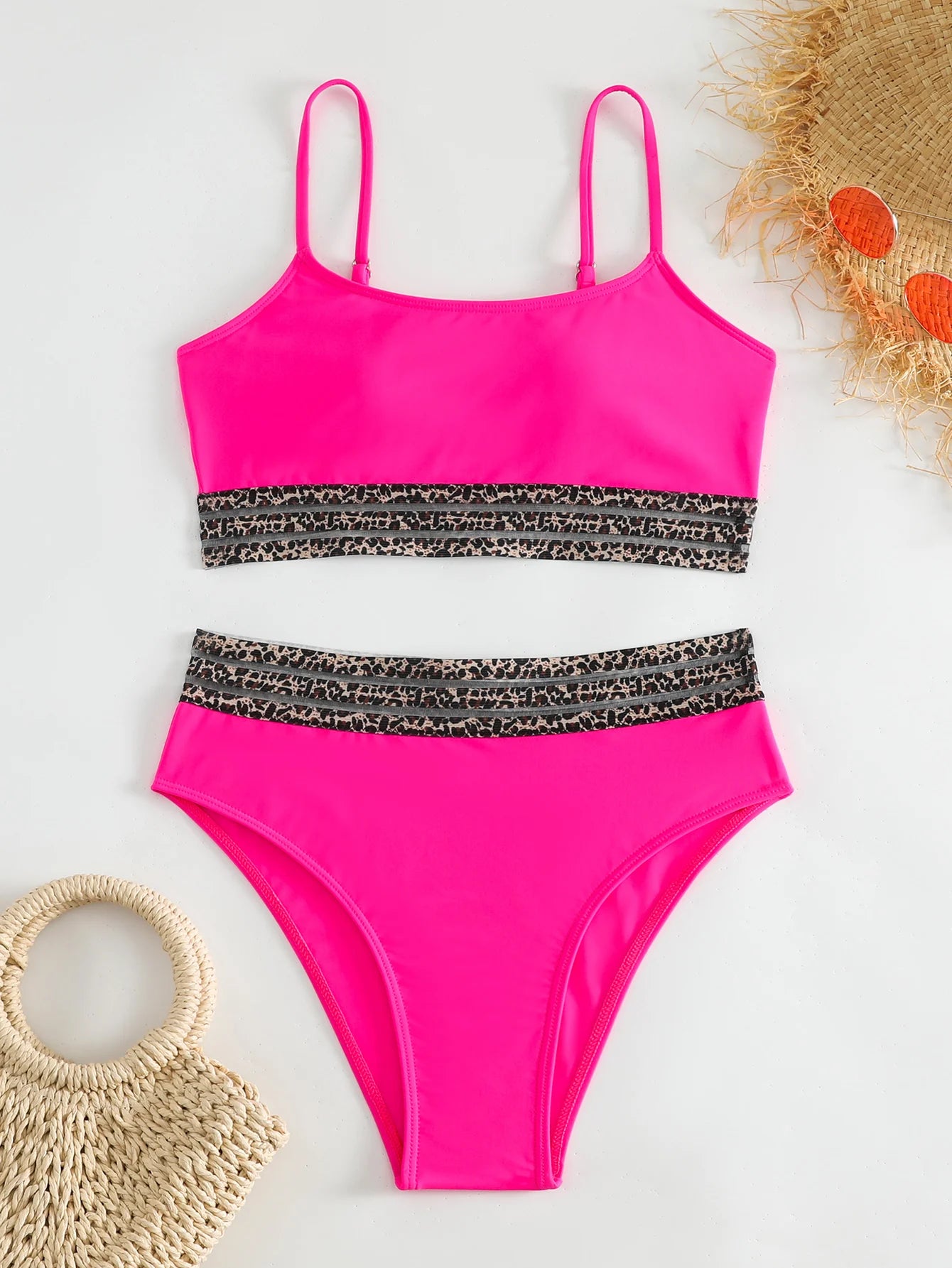 High Waist Bikinis 2025 Strappy Swimsuit Women Mesh Tape Sexy Swimwear Female Bathers Bathing Swimming Swim Suit Beachwear XXL
