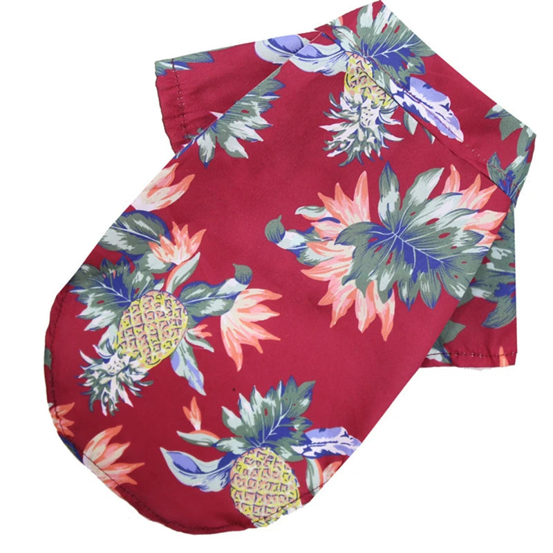 Spring and Summer Small and Medium Dogs Beach Pineapple Shirt Hawaiian Pet Dogs Cats Pets Basketball Clothes Sunshade Hat
