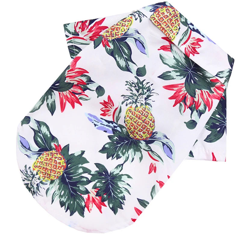 Spring and Summer Small and Medium Dogs Beach Pineapple Shirt Hawaiian Pet Dogs Cats Pets Basketball Clothes Sunshade Hat