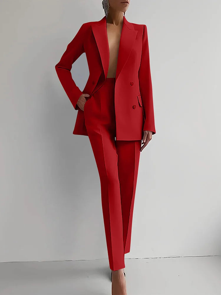 Fashion Women Casual Business Suit Set Blazer and Pants for Work and Formal Wear