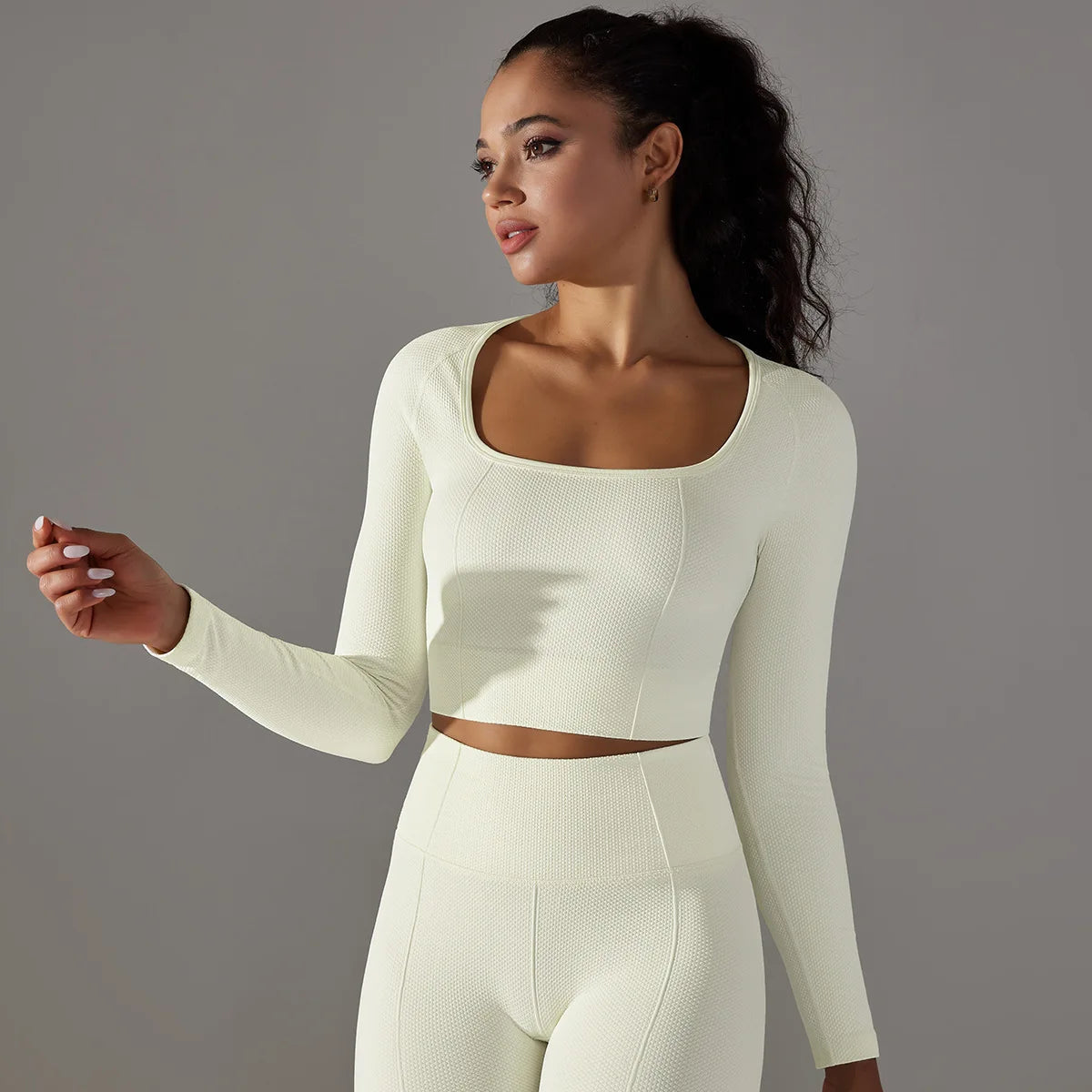 Yoga Crop Top Gym Sports T Shirt Women Long Sleeved Quick Dry Skinny High Elastic Pilates Workout Clothes Running Fitness Blouse