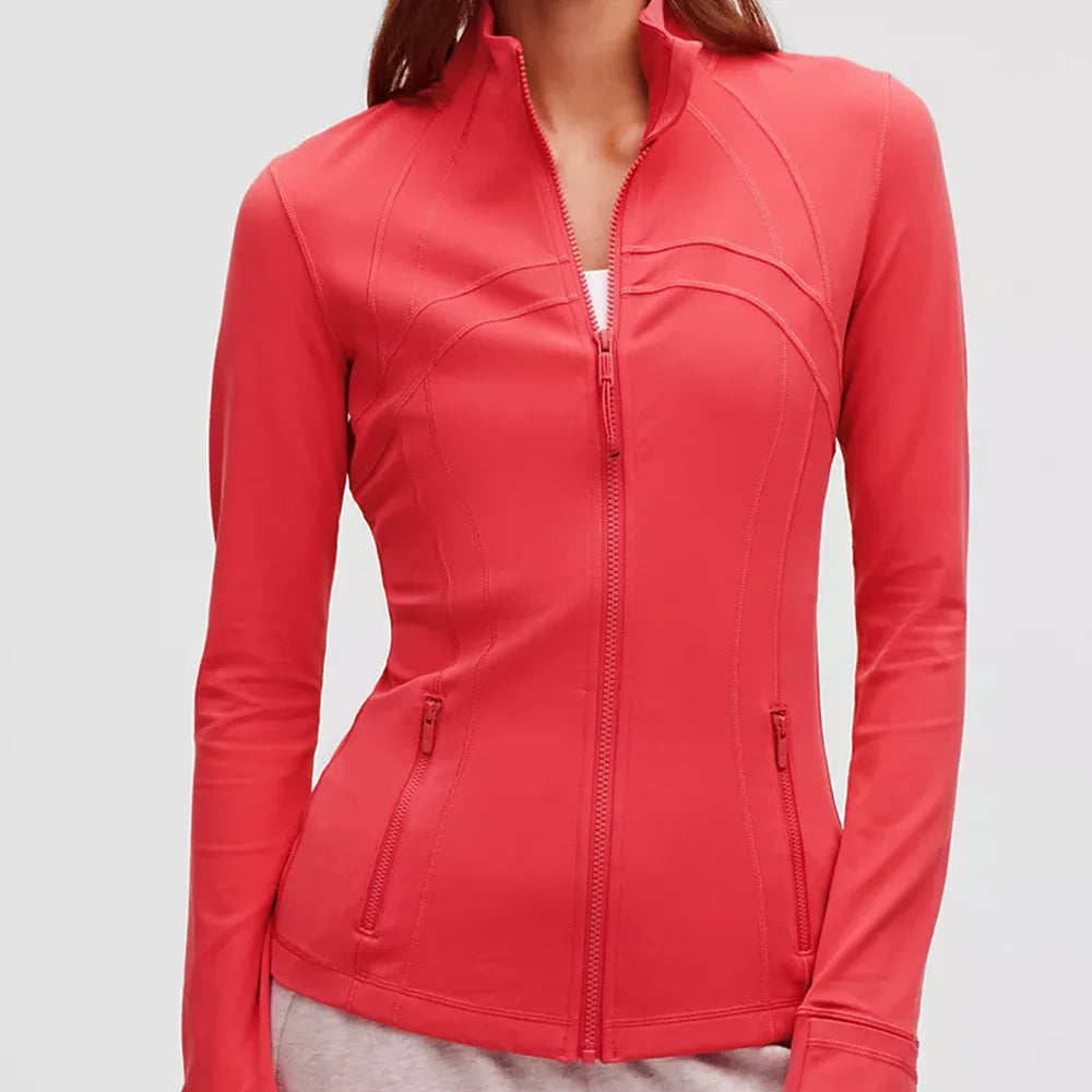 Women'S Slim-Fit Zippered Training Define Jacket - Long Sleeve Fitness Running Top for Jogging & Sports